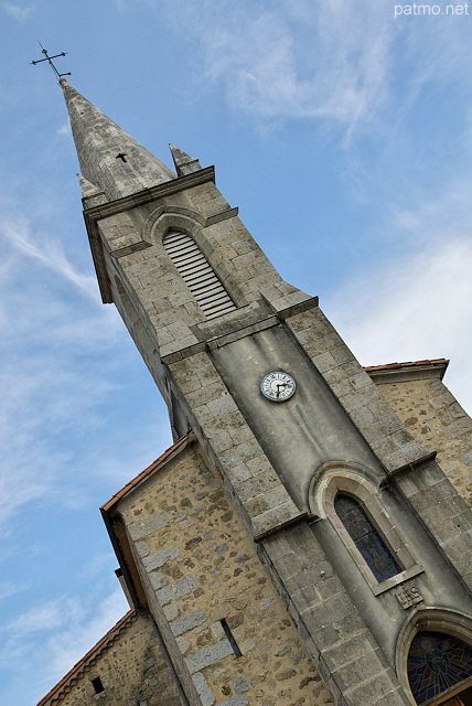 Image du clocher de l'glise de Saint Pierreville en Ardche