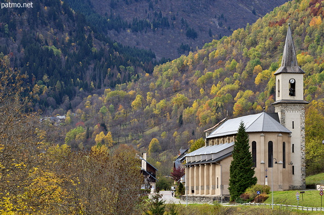 Picture of Saint Colomban des Villards church in the mountains. Savoie department, Maurienne area