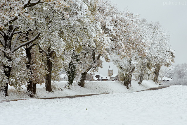 Image des premires neiges en Haute Savoie autour du village de Chaumont