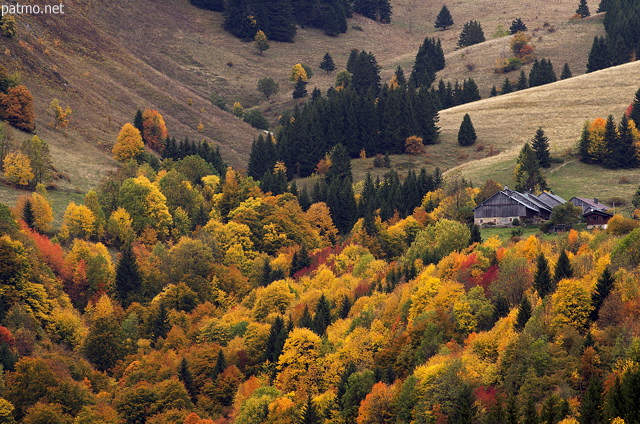 Photo d'un paysage d'automne en montagne  Bellevaux en Haute Savoie
