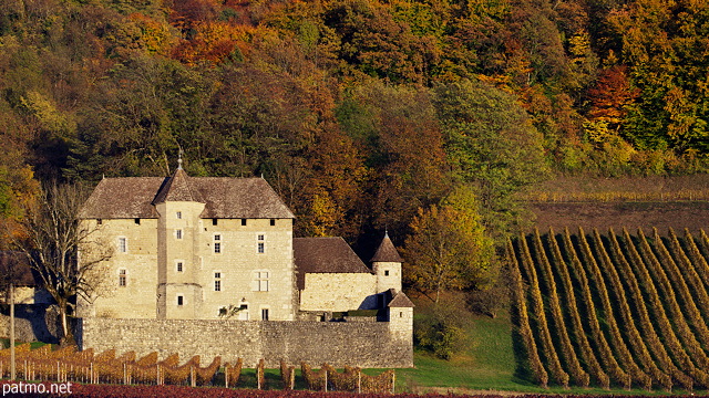 Image du Chteau de Mcoras dans les vignes d'automne