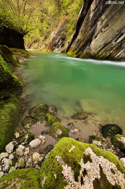 Photo des eaux vertes du Chran dans le Massif des Bauges