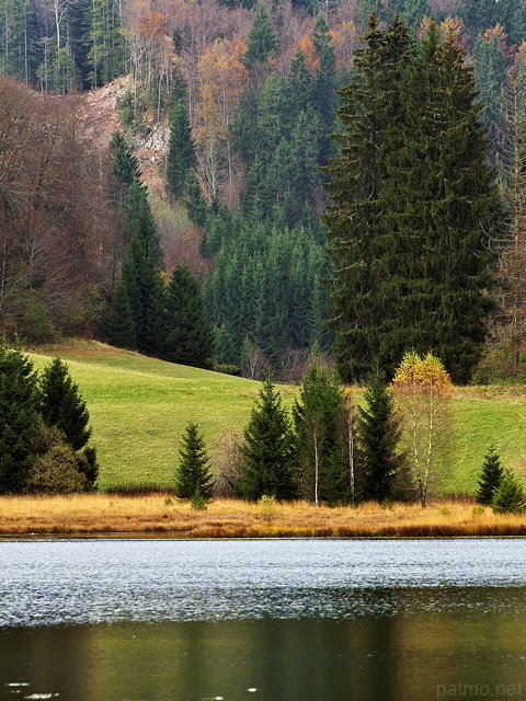 Image de l'automne dans le Haut Bugey au bord du lac Gnin