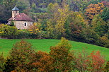 Photographie de l'automne autour de la chapelle de Saint Jean  Cahumont en Haute Savoie
