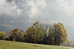 Photo du brouillard d'automne se dissipant entre Chaumont et Musiges en Haute Savoie