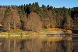 Photo d'un paysage  d'autome autour du lac Gnin dans le Haut Bugey